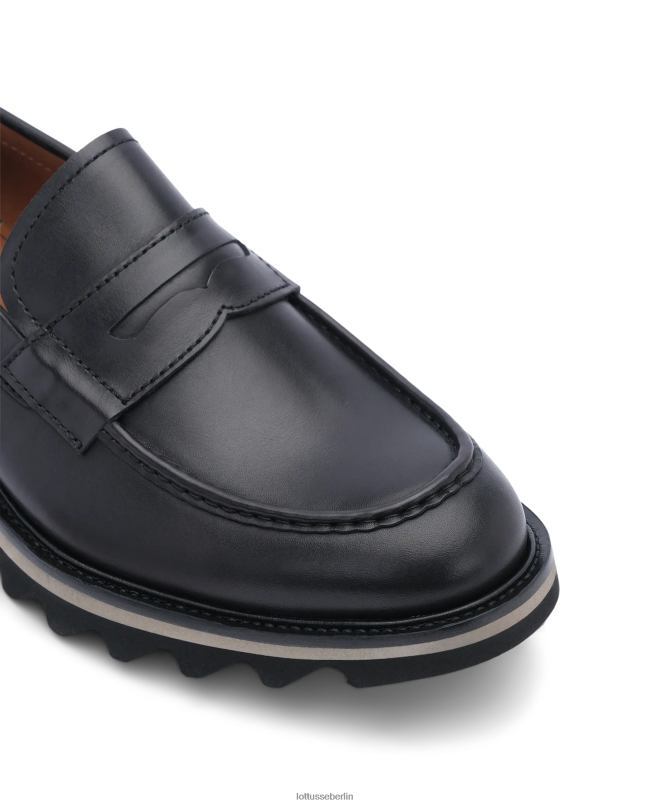 Lottusse Männer Dublin-Loafer aus Kalbsanilinleder 22LP0181 Schwarz Schuhwerk