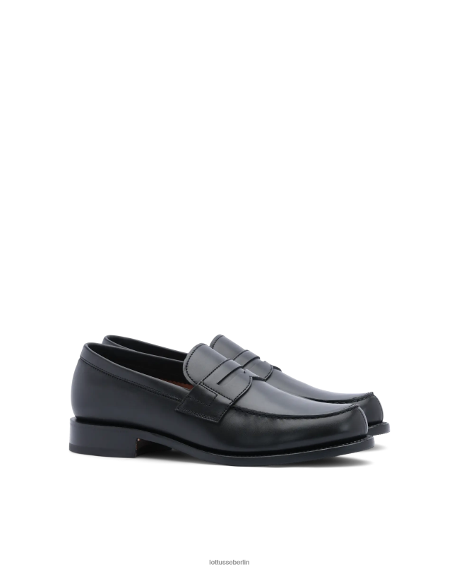 Lottusse Männer Kingstown-Loafer aus Kalbsleder mit Blockabsatz 22LP045 Schwarz Schuhwerk
