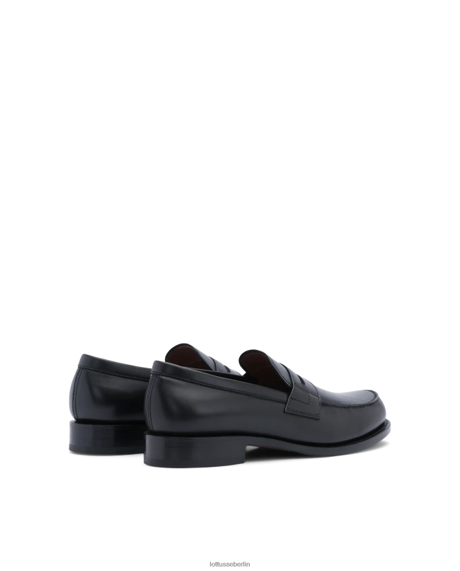 Lottusse Männer Kingstown-Loafer aus Kalbsleder mit Blockabsatz 22LP045 Schwarz Schuhwerk