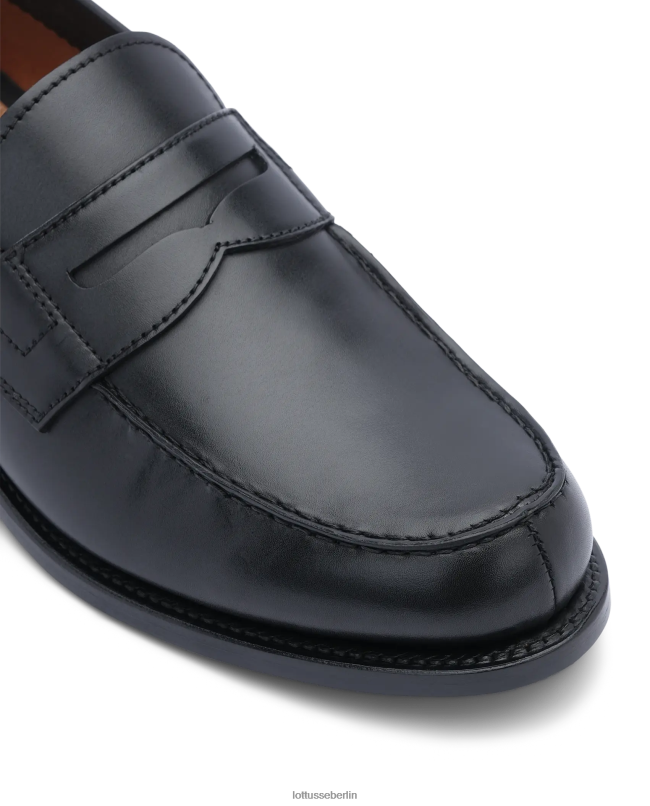 Lottusse Männer Kingstown-Loafer aus Kalbsleder mit Blockabsatz 22LP045 Schwarz Schuhwerk