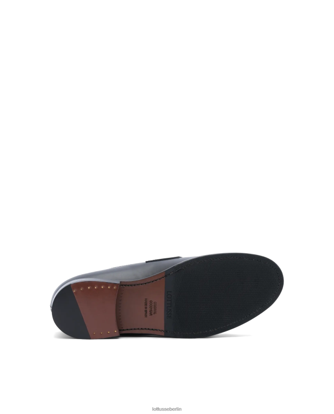 Lottusse Männer Kingstown-Loafer aus Kalbsleder mit Blockabsatz 22LP045 Schwarz Schuhwerk