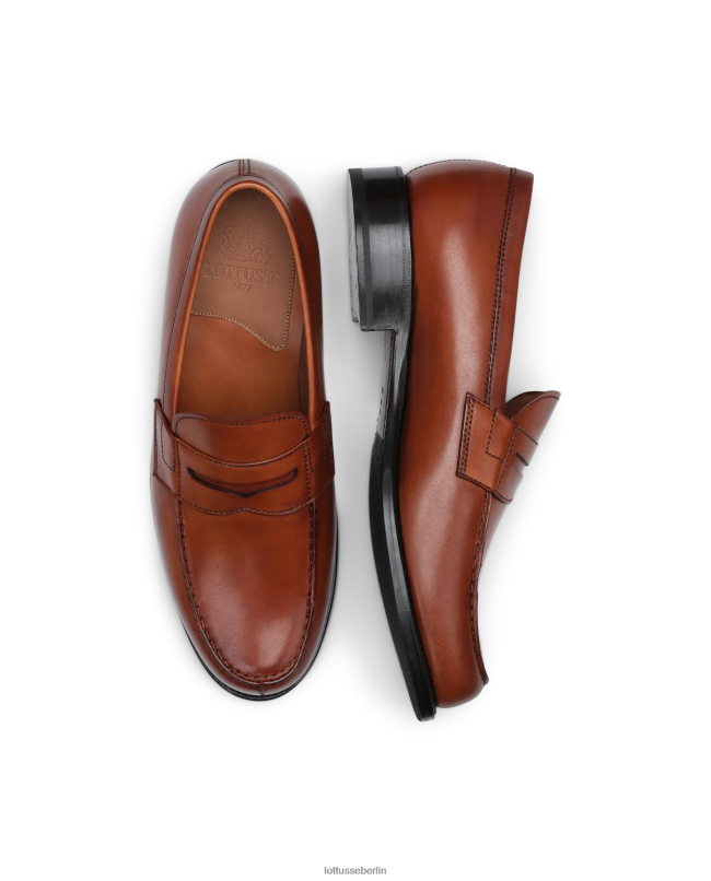 Lottusse Männer Loafer aus Anilin-Kalbsleder in Kingstown-Kruste 22LP044 braun Schuhwerk