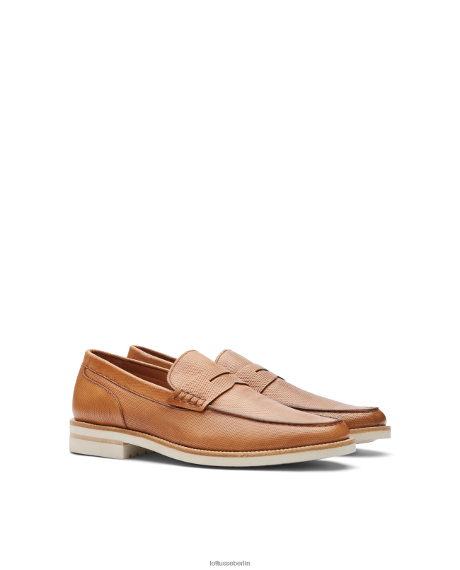 Lottusse Männer „Venice Brush of Embossy“-Loafer aus Kalbsleder 22LP082 braun Schuhwerk