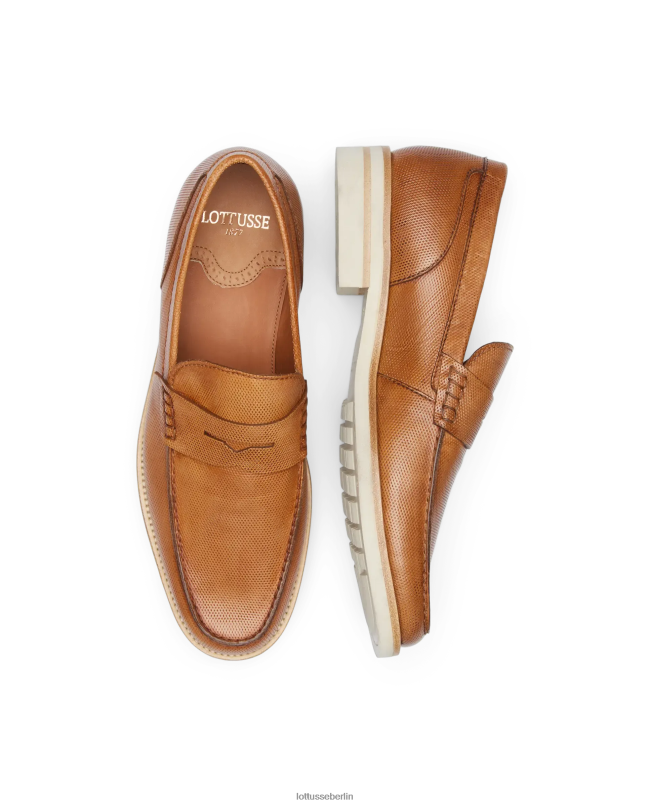 Lottusse Männer „Venice Brush of Embossy“-Loafer aus Kalbsleder 22LP082 braun Schuhwerk