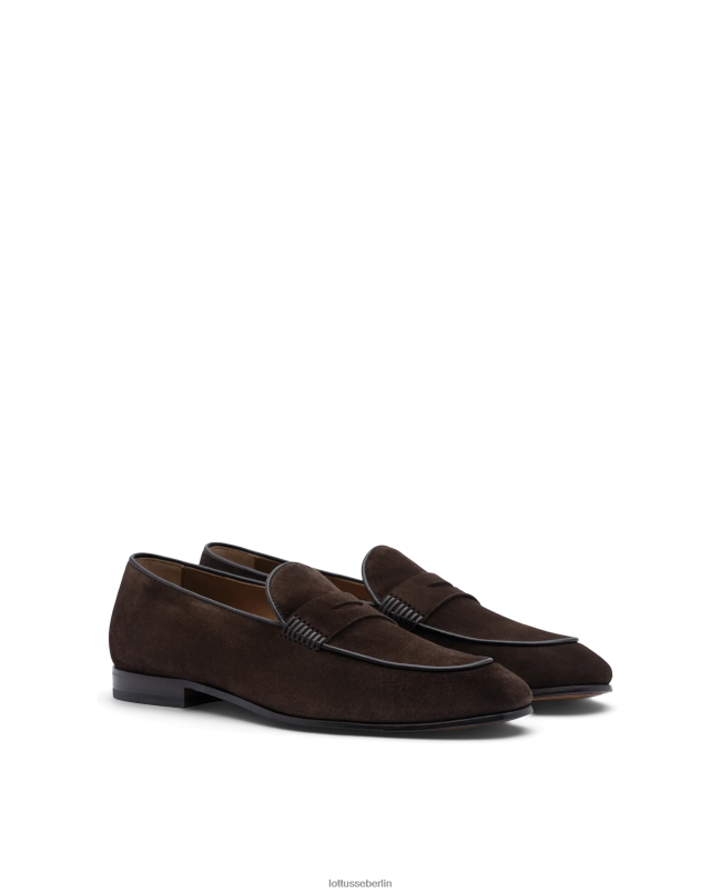 Lottusse Männer Verona Wildleder-Kalbs-Loafer 22LP077 Mokka Schuhwerk