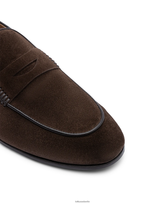 Lottusse Männer Verona Wildleder-Kalbs-Loafer 22LP077 Mokka Schuhwerk