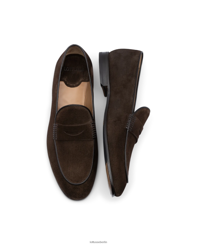 Lottusse Männer Verona Wildleder-Kalbs-Loafer 22LP077 Mokka Schuhwerk