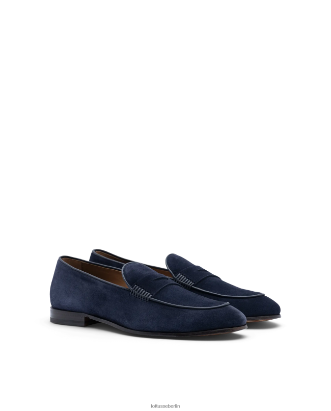Lottusse Männer Verona Wildleder-Kalbs-Loafer 22LP078 Marineblau Schuhwerk