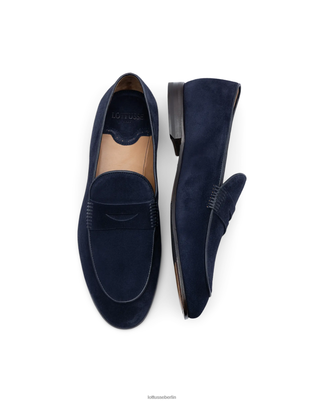 Lottusse Männer Verona Wildleder-Kalbs-Loafer 22LP078 Marineblau Schuhwerk