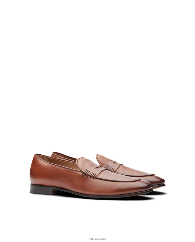 Lottusse Männer Verona bürstet Kalbsleder-Slipper ab 22LP076 braun Schuhwerk