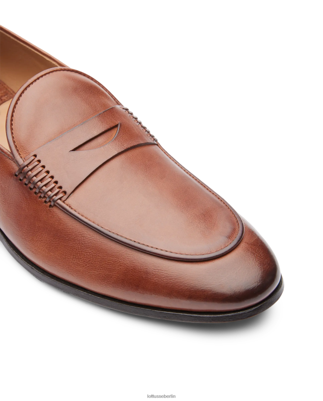 Lottusse Männer Verona bürstet Kalbsleder-Slipper ab 22LP076 braun Schuhwerk
