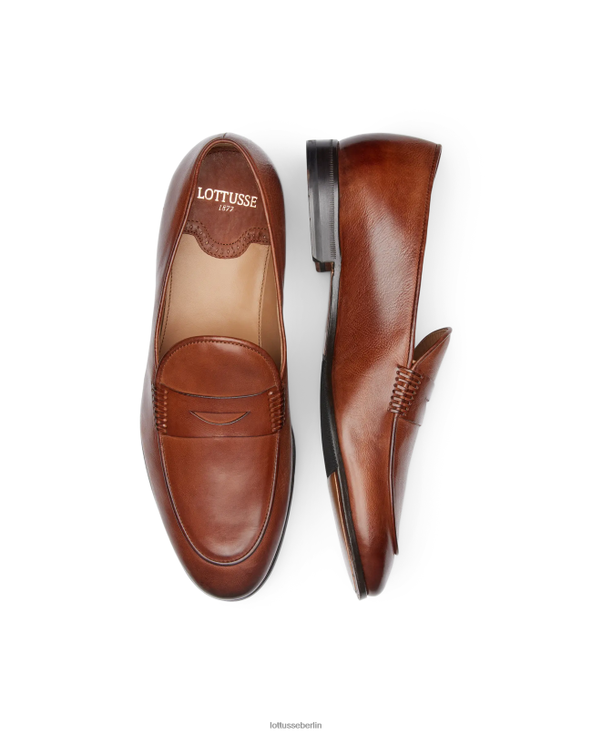 Lottusse Männer Verona bürstet Kalbsleder-Slipper ab 22LP076 braun Schuhwerk