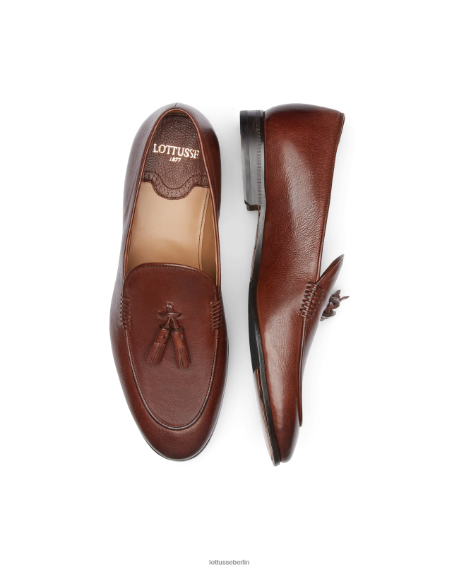 Lottusse Männer Verona bürstet Kalbsleder-Slipper ab 22LP087 Mokka Schuhwerk