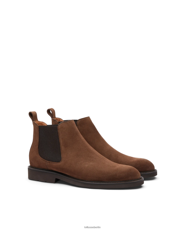 Lottusse Männer Baltimore-Stiefel aus Kalbsveloursleder mit Gummizug 22LP0155 braun Schuhwerk