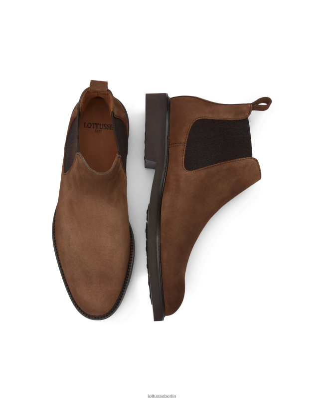 Lottusse Männer Baltimore-Stiefel aus Kalbsveloursleder mit Gummizug 22LP0155 braun Schuhwerk