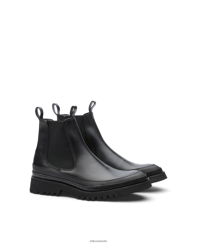 Lottusse Männer Covent-Stiefeletten aus weichem Kalbsleder 22LP0177 Schwarz Schuhwerk