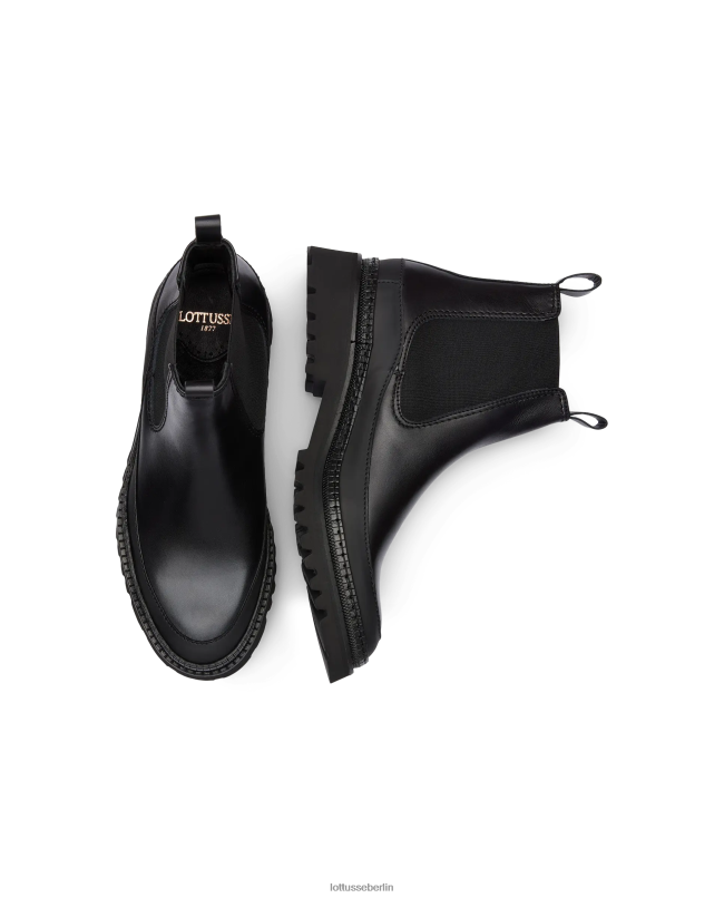 Lottusse Männer Covent-Stiefeletten aus weichem Kalbsleder 22LP0177 Schwarz Schuhwerk
