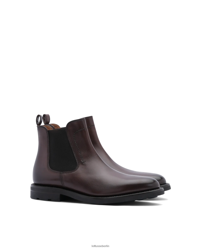 Lottusse Männer Hochwertige Crust-Stiefeletten aus Anilin-Kalbsleder 22LP049 Mokka Schuhwerk