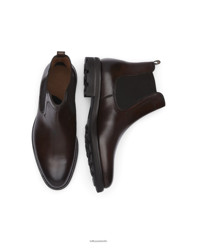 Lottusse Männer Hochwertige Crust-Stiefeletten aus Anilin-Kalbsleder 22LP049 Mokka Schuhwerk