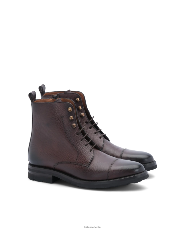 Lottusse Männer Hochwertige, weiche Stiefeletten aus Kalbsleder 22LP0129 Mokka Schuhwerk