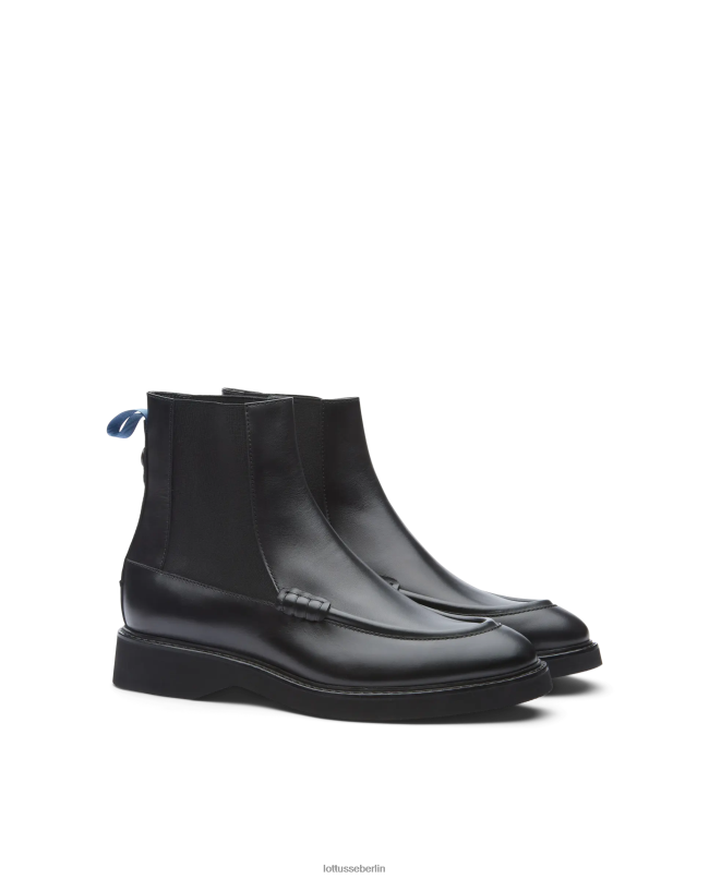 Lottusse Männer Luca Brush Off Kalbsleder-Stiefeletten 22LP0172 Schwarz Schuhwerk