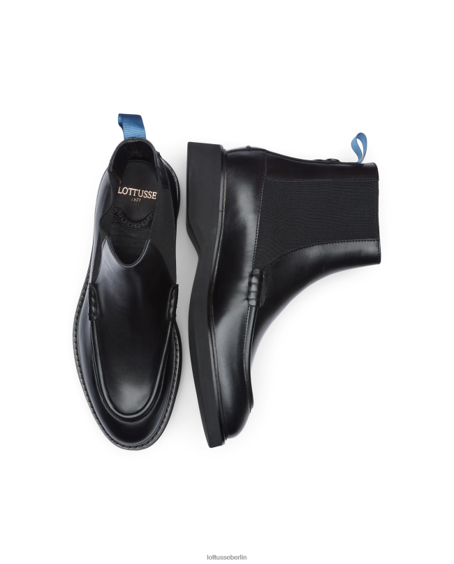 Lottusse Männer Luca Brush Off Kalbsleder-Stiefeletten 22LP0172 Schwarz Schuhwerk