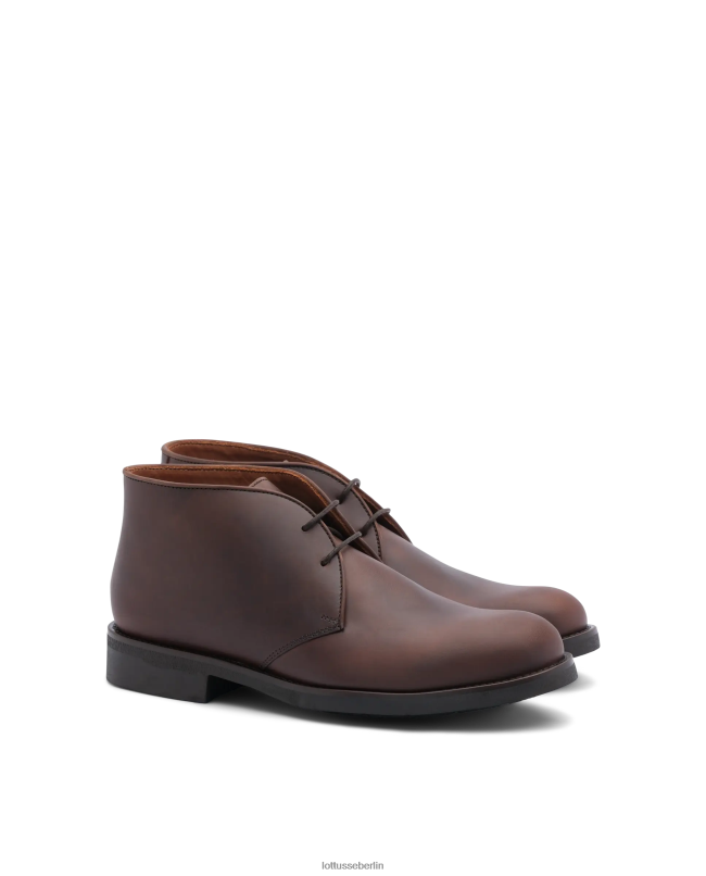 Lottusse Männer Niedrige Chelsea-Stiefeletten aus gewachstem Kalbsleder 22LP0186 braun Schuhwerk