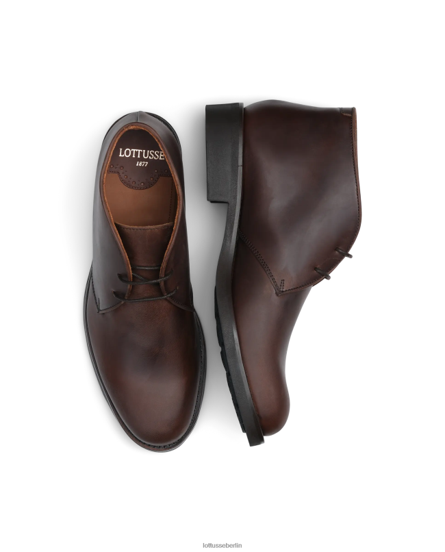 Lottusse Männer Niedrige Chelsea-Stiefeletten aus gewachstem Kalbsleder 22LP0186 braun Schuhwerk