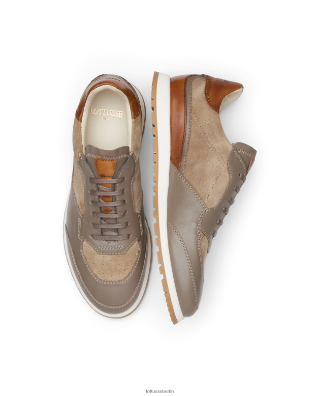 Lottusse Männer Mancor-Sneaker aus weichem Kalbsleder 22LP0195 Taupe Schuhwerk