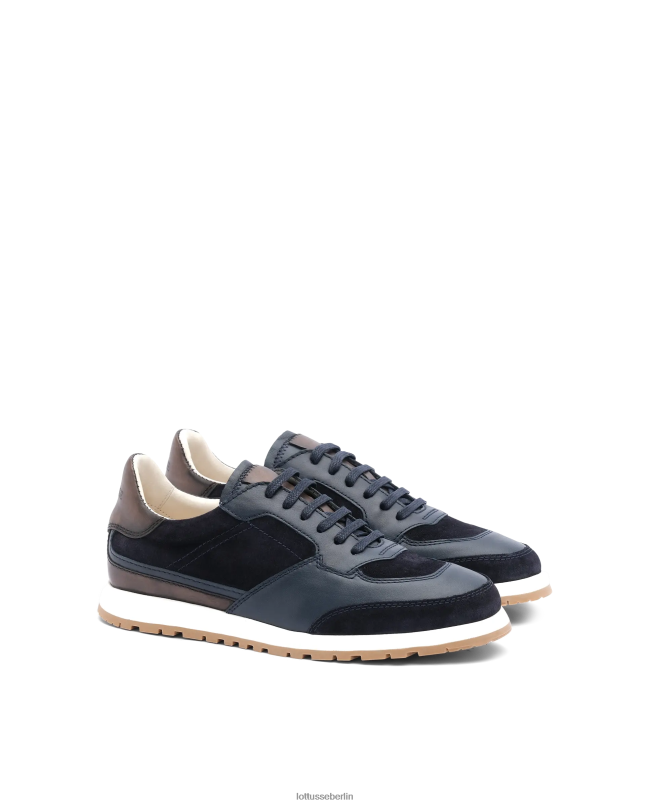 Lottusse Männer Mehrfarbige Sneakers aus Kalbswildleder von Mancor 22LP0193 Marineblau Schuhwerk
