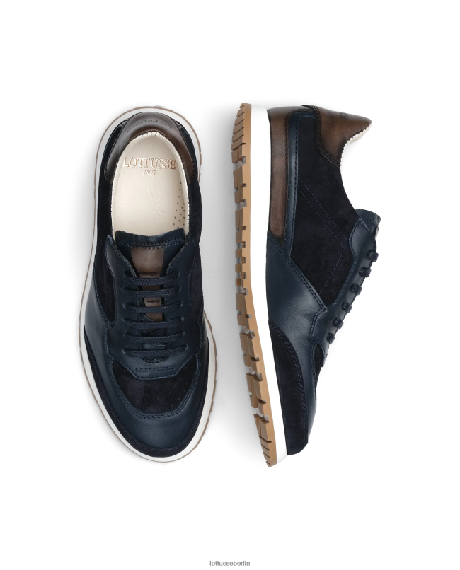 Lottusse Männer Mehrfarbige Sneakers aus Kalbswildleder von Mancor 22LP0193 Marineblau Schuhwerk