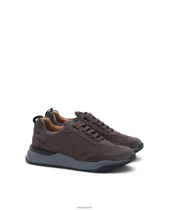 Lottusse Männer Osaka-Sneaker aus Kalbswildleder 22LP0196 bleigrau Schuhwerk