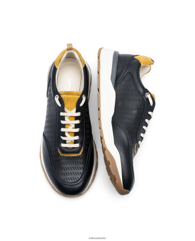 Lottusse Männer Osaka-Sneaker aus weichem Kalbsleder 22LP0126 Schwarz Schuhwerk