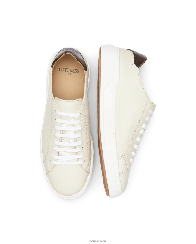 Lottusse Männer Sneakers aus Kalbsleder mit Torino-Maserung 22LP0106 cremefarben Schuhwerk