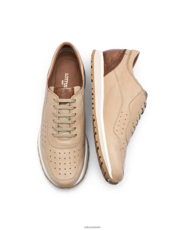 Lottusse Männer Tokyo-Sneaker aus natürlichem Känguruleder 22LP0105 Beige Schuhwerk