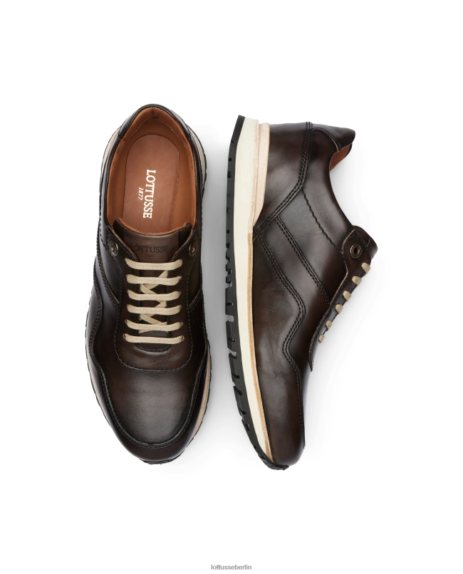 Lottusse Männer Tokyo-Turnschuhe aus Kalbsleder 22LP022 Mokka Schuhwerk