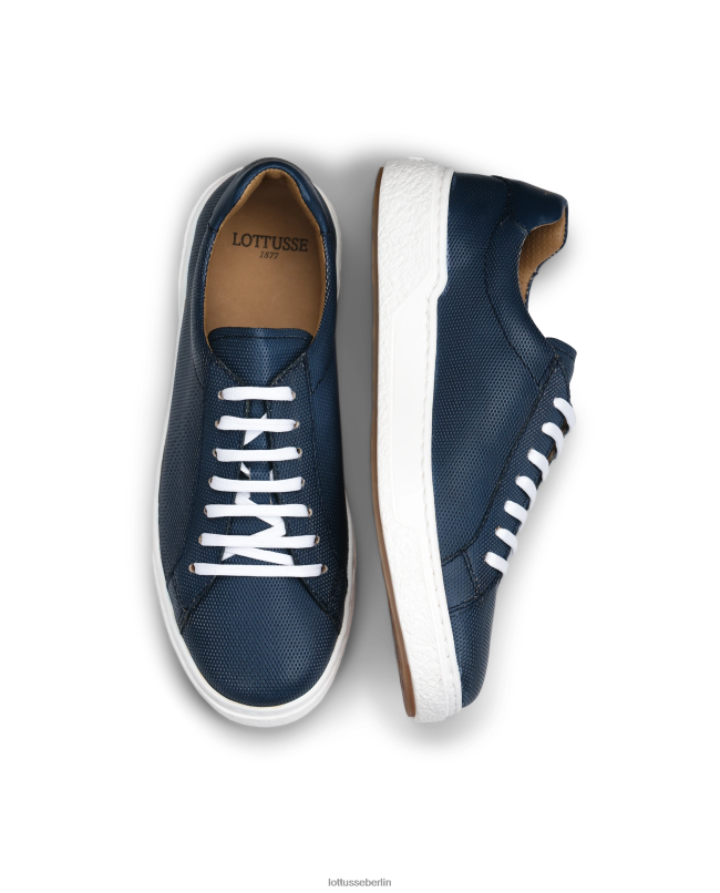 Lottusse Männer Torino Brush of Embossy Kalbsleder-Sneaker 22LP083 Marineblau Schuhwerk
