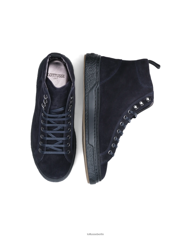 Lottusse Männer Torino-Turnschuhe aus Kalbswildleder 22LP0191 Marine Schuhwerk