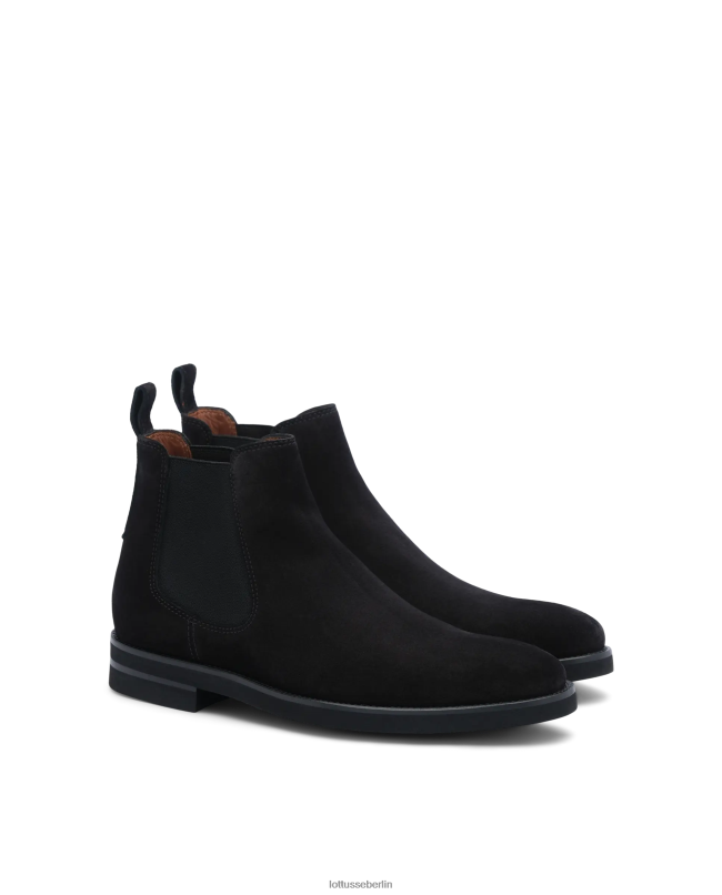Lottusse Männer Holborn Kalbswildlederstiefel 22LP0146 Schwarz Schuhwerk