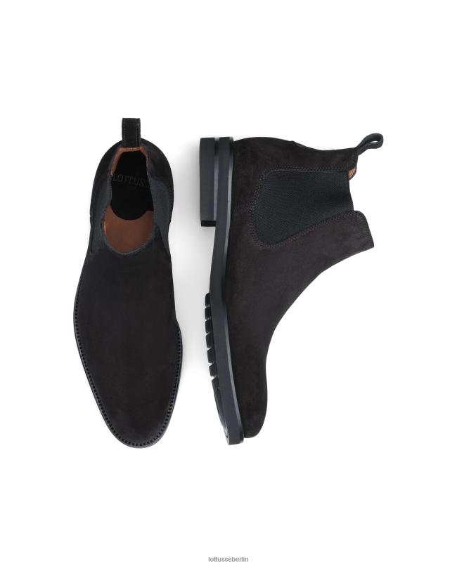 Lottusse Männer Holborn Kalbswildlederstiefel 22LP0146 Schwarz Schuhwerk