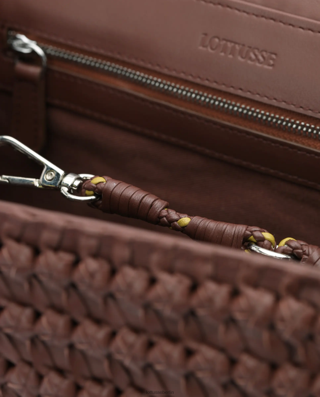 Lottusse Sammlung Noodbag-Tasche aus geflochtenem, gewaschenem Lammleder mit Griff oben 22LP0423 braun Zubehör