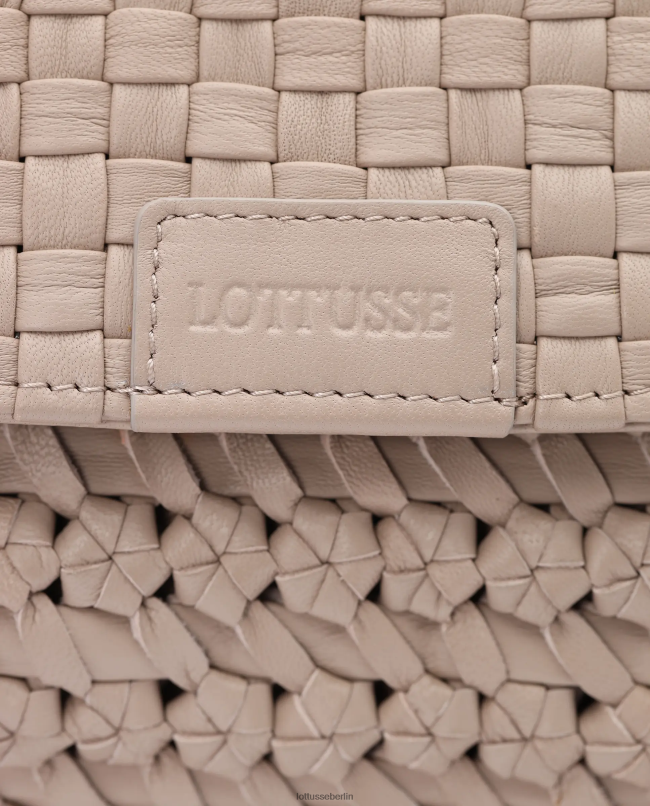 Lottusse Sammlung Noodbag-Tasche aus geflochtenem, gewaschenem Lammleder mit Griff oben 22LP0425 cremefarben Zubehör