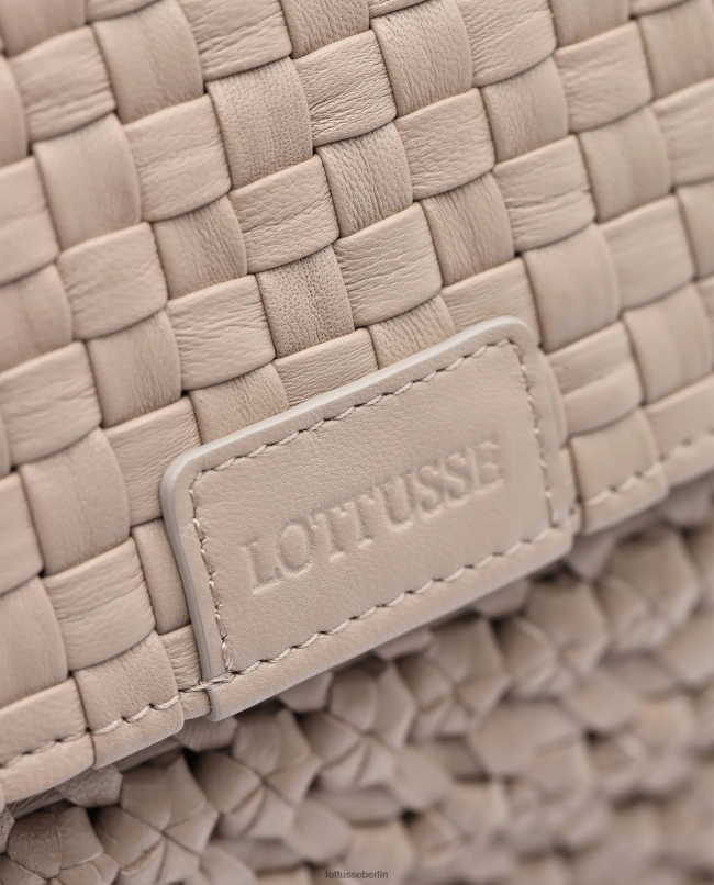 Lottusse Sammlung Noodbag-Tasche aus geflochtenem, gewaschenem Lammleder mit Griff oben 22LP0425 cremefarben Zubehör