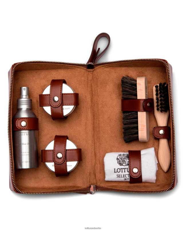 Lottusse Sammlung Lux Crust Anilin-Kälberreinigungsset 22LP0456 braun Zubehör
